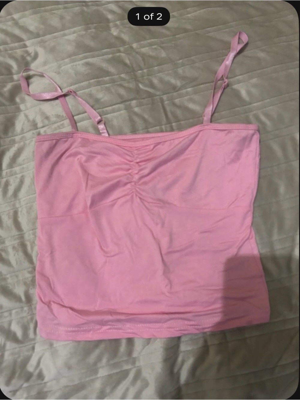 SHEIN Light Pink Ruched Spaghetti Strap Camisole